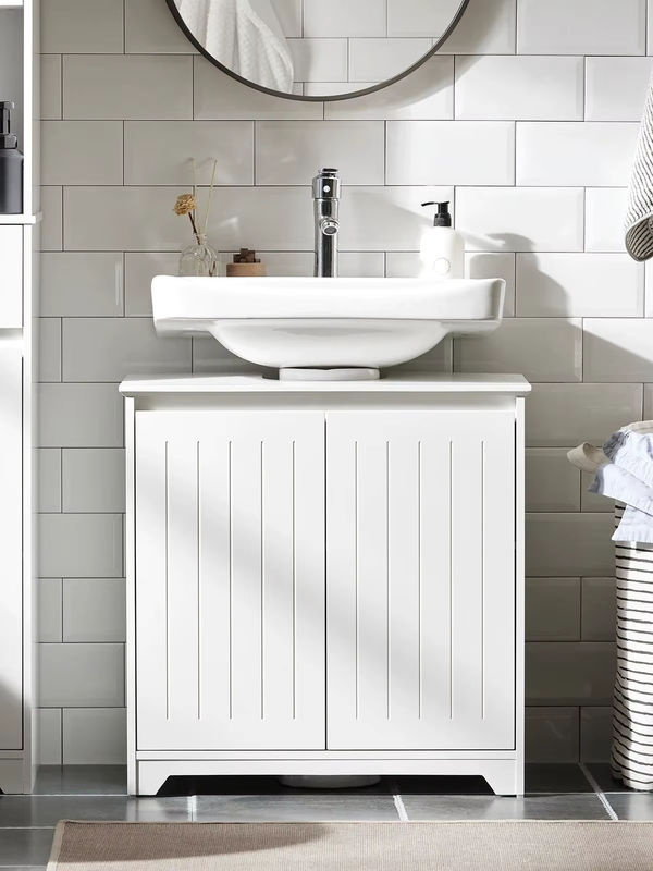 SoBuy Waschbeckenunterschrank BZR108-II-W für das Badezimmer mit 2 Türen, Weiß, B/T/H: 60 x 30 x 60 cm - Bild 4