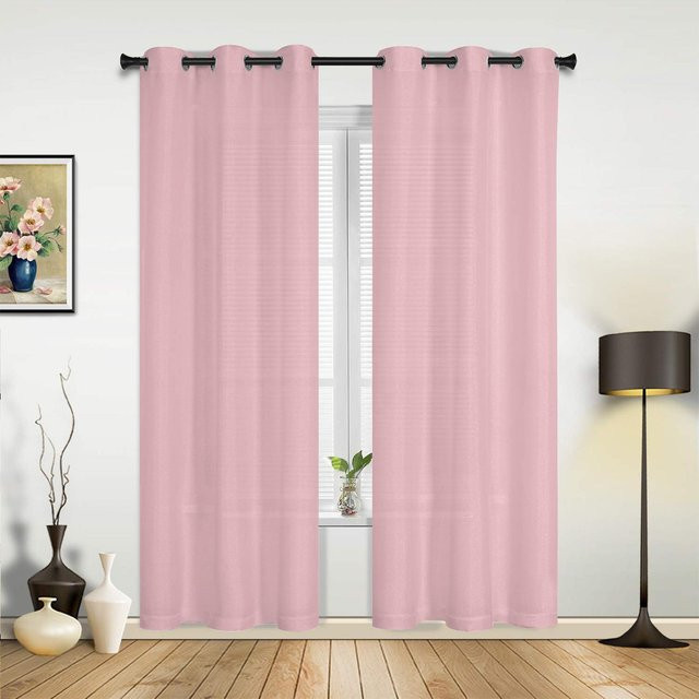 Moderne halbtransparente Vorhangpaneele von Household supplies MH in Lavendel-Lila und Pink mit Ösen, Breite: 135 cm, Höhe: 60 cm - Bild 1