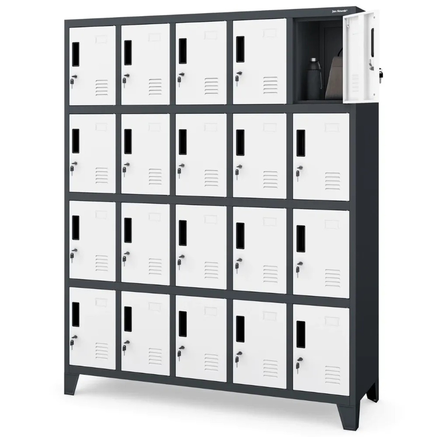 JAN NOWAK Schließfachschrank Spind ROBERT mit 20 Fächern, Metall, Anthrazit-Weiß, H x B x T: 172 x 136 x 45 cm - Bild 2