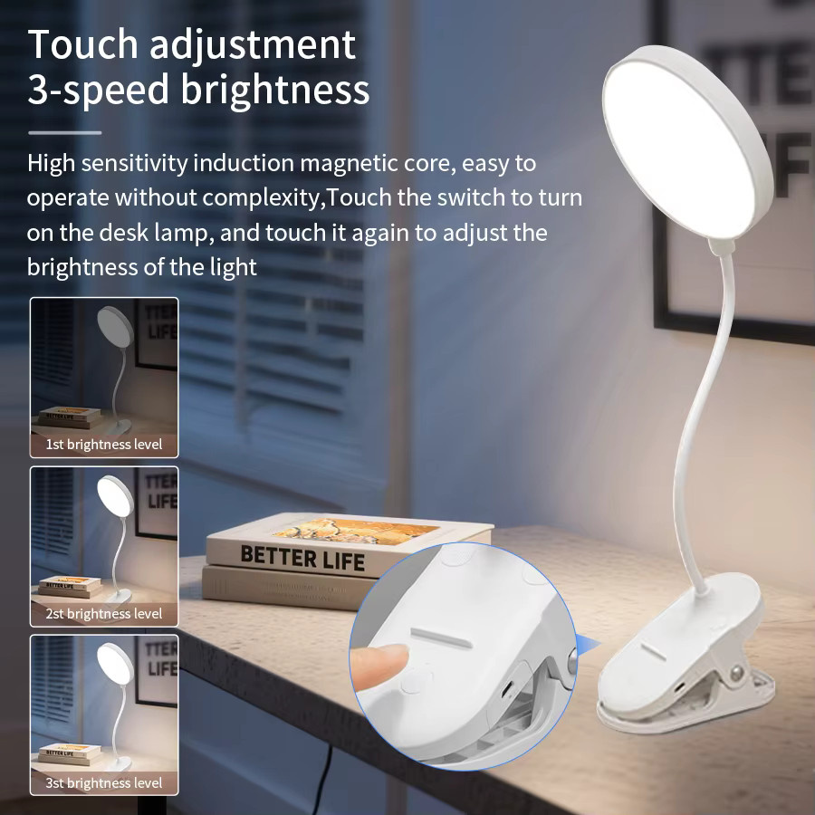 MeeToo USB LED-Schreibtischlampe in Weiß, dimmbare Tischleuchte mit Touch-Bedienung für Büro und Schlafzimmer - Bild 4