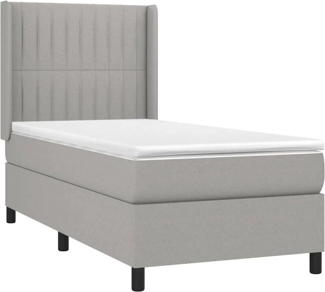 vidaXL Boxspringbett mit Matratze in Hellgrau und Weiß, Hybridbett mit LED-Unterbettbeleuchtung und USB-Ladeport, B/T/H: 80 x 200 cm - Bild 1