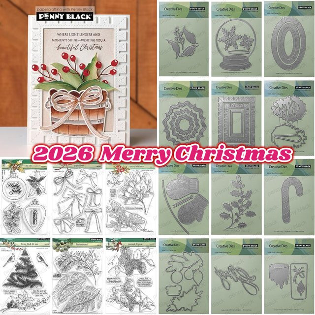 Holly Jolly Ornamente Stanzformen und Prägeschablonen aus Metall in Silber für dein DIY Scrapbook, Tagebuch und Grußkarten-Design - Bild 1