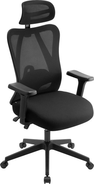 CLP Bürostuhl Elisha Ergonomischer Schreibtischstuhl mit Kopfstütze in Weiß mit Wippfunktion und Drehsitz bis 150 kg belastbar - Bild 1