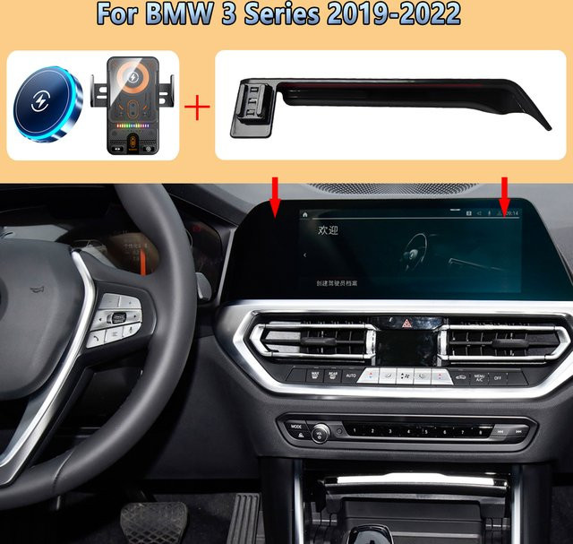 Magnetische MagSafe Auto-Telefonhalterung mit kabelloser Ladefunktion für BMW 3er G20 in Schwarz - Bild 1