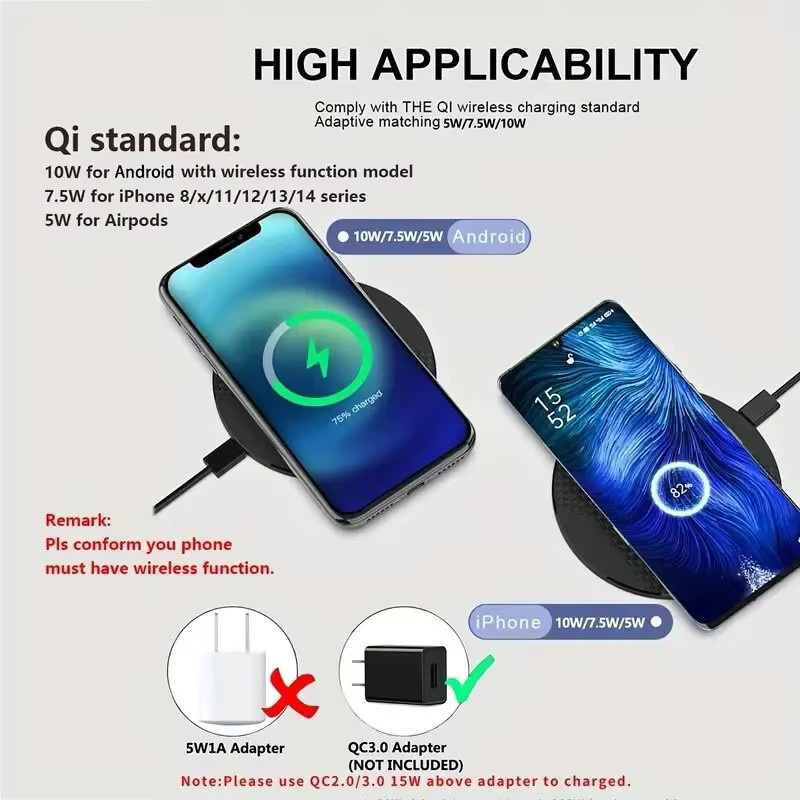 KEPHE 30W Schnelles Kabelloses Ladegerät für iPhone, Samsung Galaxy und Xiaomi, Farbe: Schwarz - Bild 2