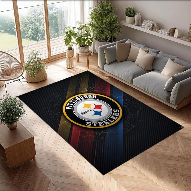 Pittsburgh Steelers Kristall Samt Teppich SoftVibe B, Schwarz, B: 70 cm, T: 100 cm - Bild 1
