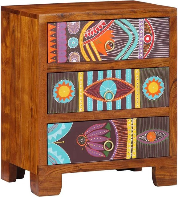 vidaXL Sideboard aus Massivholz Akazie handgemalt Mehrfarbig B/T/H: 50 x 35 x 60 cm - Bild 1