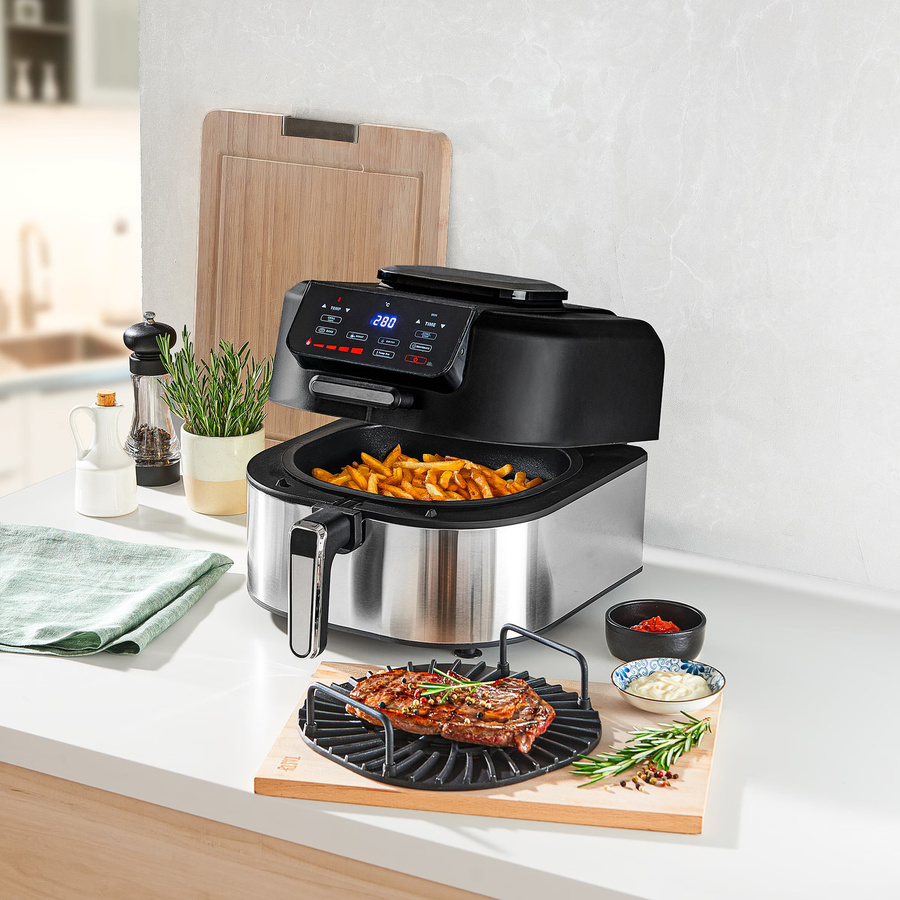 GOURMETmaxx 2 in 1 Grill-Heißluftfritteuse mit Digitalanzeige, 2000W, 5l, Schwarz - Bild 5