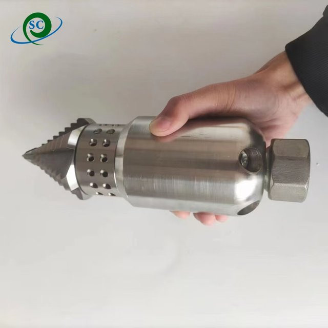 Edelstahl Hochdruck Rotary Kanalisations-Rohrreiniger Sprühdüse mit 1 Zoll Anschluss, Silber - Bild 1