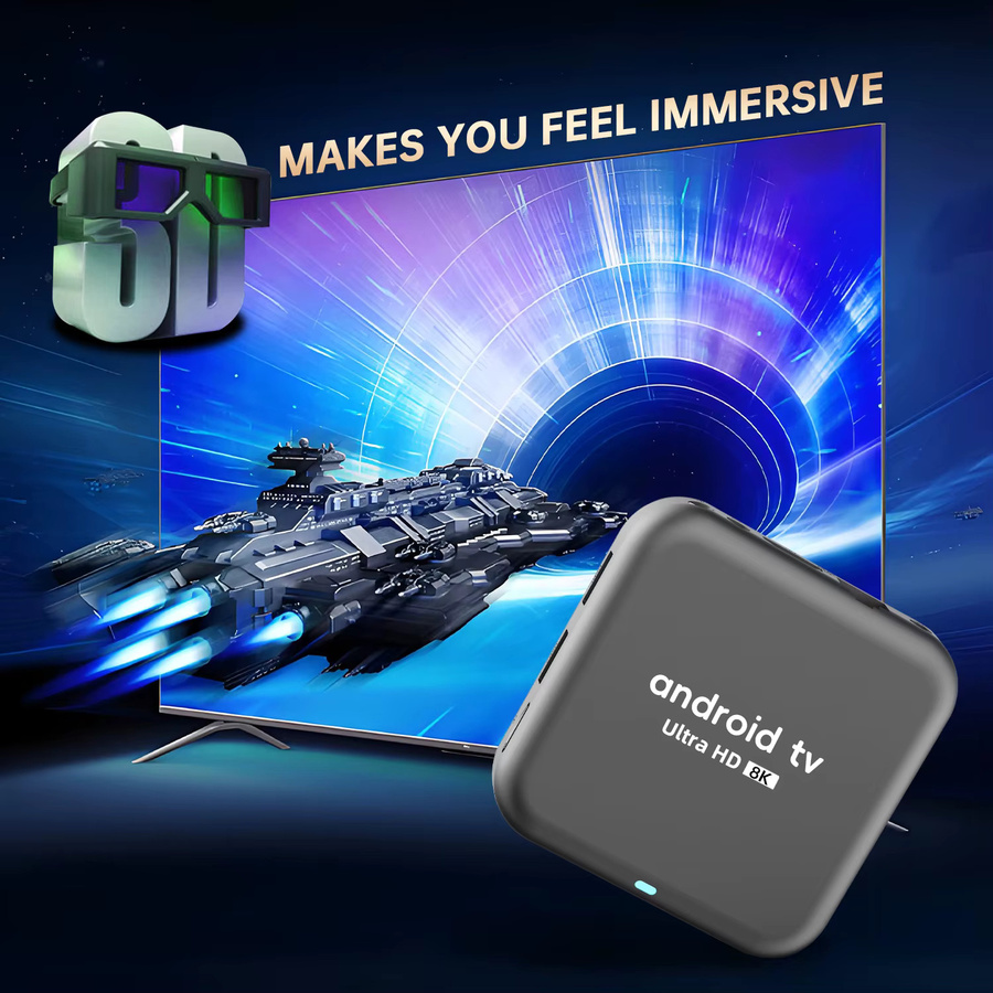 UOSU Q18 Smart TV Box Android 16 mit 8GB RAM und 256GB Speicher, RK3518 Prozessor, 8K HD Video, WiFi6 und Bluetooth 5.4, Schwarz - Bild 4