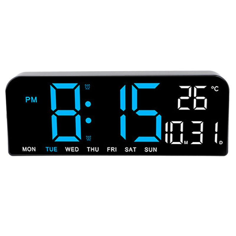 Tooarts Digitaler Wecker mit LED-Display, Wanduhr und Schreibtischuhr in Schwarz mit Temperatur-, Datums- und Wochenanzeige - Bild 6