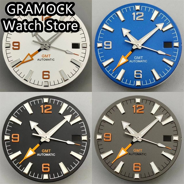 GRAMOCK Uhrenzifferblatt GMT-Zeiger, 31 mm, Schwarz Blau Grau Weiß Grün, Unisex - Bild 1