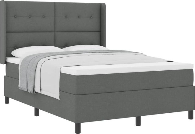 vidaXL Boxspringbett mit Matratze in Grau, Stoff, B/T/H: 160 x 200 x 118 cm - Bild 1