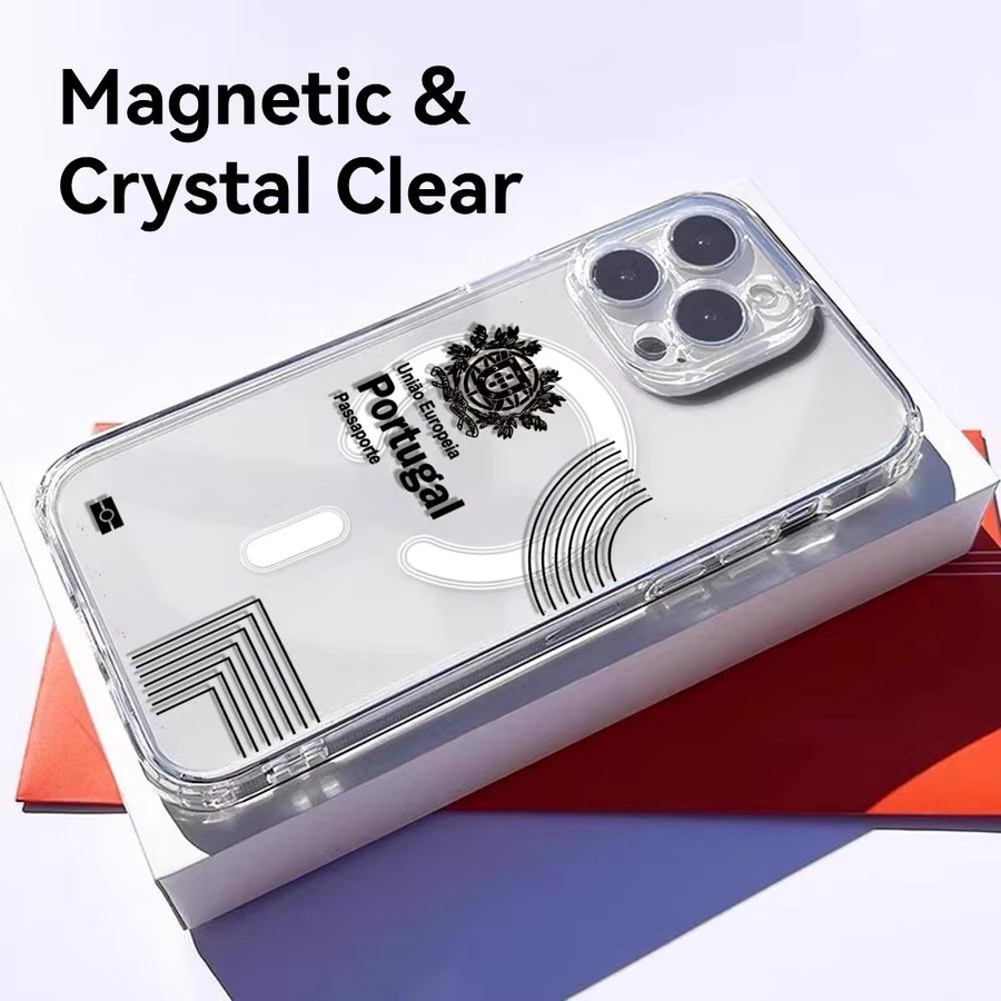 Magnetische transparente Handyhülle mit Portugal-Pass-Design für Apple iPhone 17 16 15 14 13 12 Pro Max Plus - Bild 2