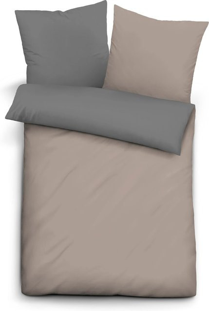BIBERNA Bettwäsche Linon aus 100% Baumwolle, grau, Wende-Bettwäsche atmungsaktiv, B/H: 80 x 80 cm - Bild 1