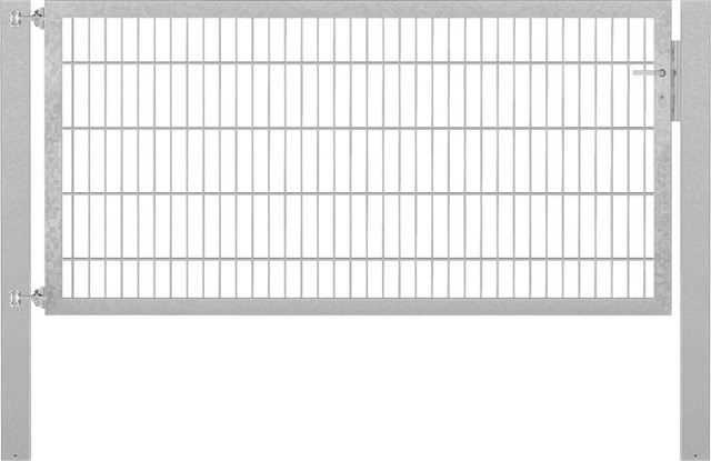 Einzeltor Flexo Plus aus feuerverzinktem Stahl in Silber, Breite: 200 cm, Höhe: 100 cm, inklusive Pfosten Breite: 100 cm, Höhe: 100 cm - Bild 1