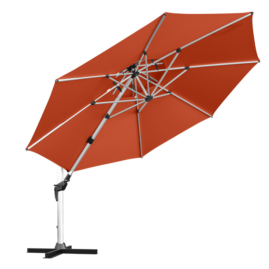 Anndora Ampelschirm rund Terracotta Rot mit Aluminiumgestell und Kurbelöffnung, 4 m Durchmesser, UPF 50, Polyester - Bild 1