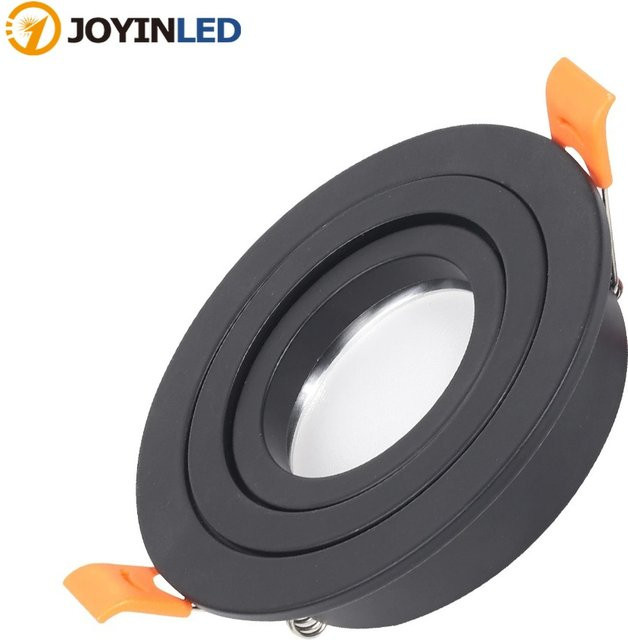 JOYINLED 10er Set Downlight Montage Rahmen für GU10 Birnen, runde Einbau Decken Spots aus Kunststoff in Schwarz für Schlafzimmer und Küche - Bild 1