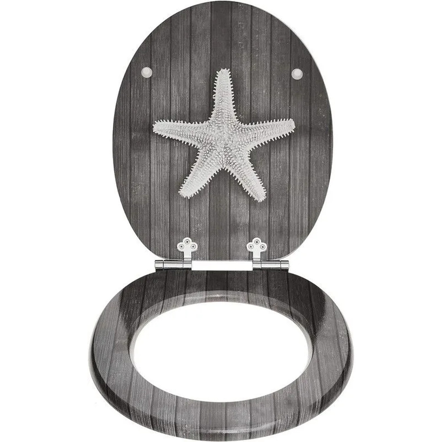 SINOBATH WC Sitz mit Absenkautomatik und Soft-Close aus MDF Holzkern, oval, grau, B: 43,5 cm, T: 37,8 cm, H: 5,0 cm - Bild 2