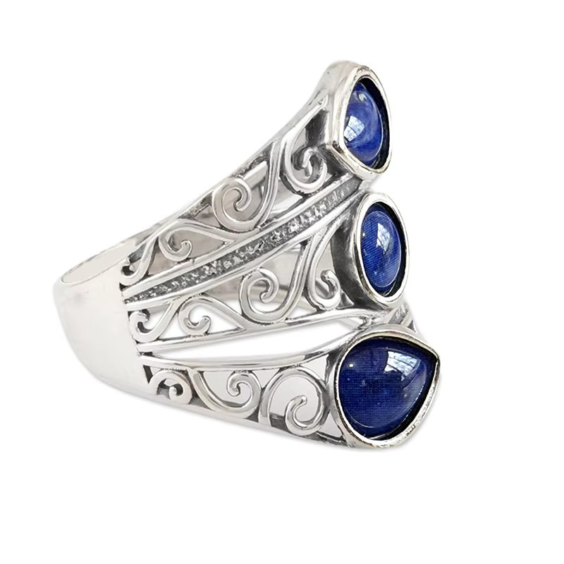 Huitan Ring, Vintage, Silber, blauer Stein, Damen - Bild 3