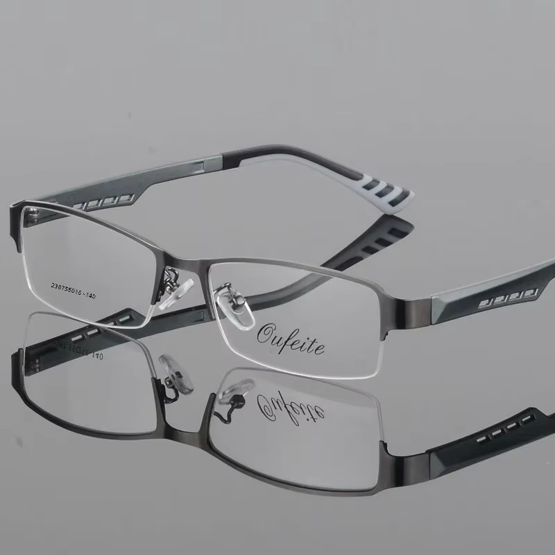 BCLEAR Korrektionsbrille, Halbrand, quadratisch, Metall, grau, Herren - Bild 1