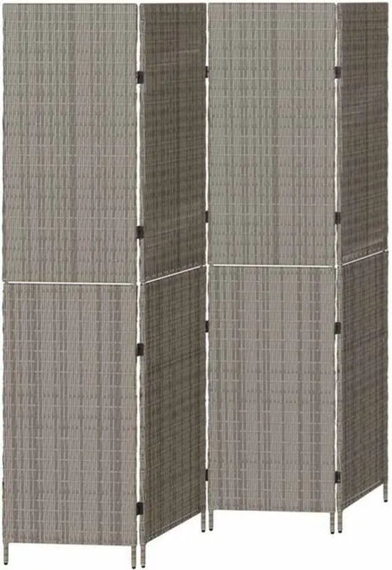 4-teiliger faltbarer Raumteiler aus Polyrattan in Grau von Vidaxl365783, B/H: 195 x 180 cm - Bild 1