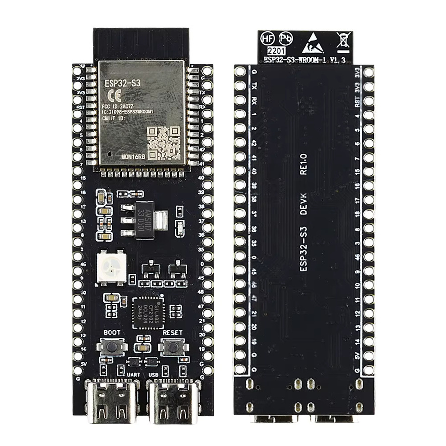 ESP32-S3-DevKitC-1 Entwicklungsboard mit 16MB Flash und 8MB PSRAM, N16R8 WLAN-Bluetooth-Modul mit USB-C Anschluss, Schwarz - Bild 3