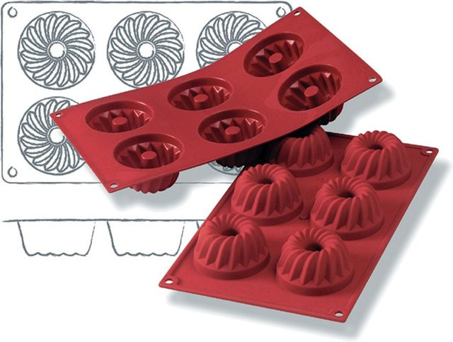 Schneider Silikonbackform Gugelhupf Medium, Rot, B/T/H: 17,5 x 30 x 3,6 cm - Bild 1