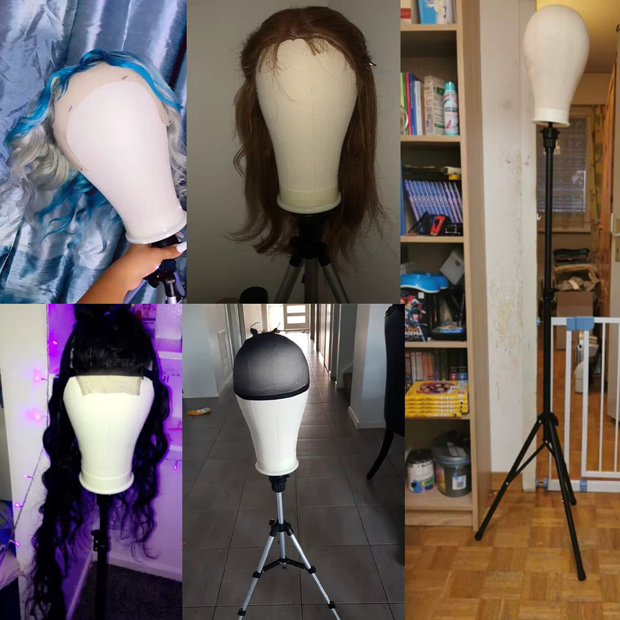 Simnient Trainings-Mannequin-Kopf aus Leinwand, Styling-Übungskopf mit Stativ - Bild 3