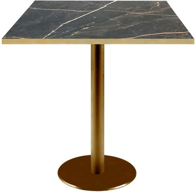RestooTab Tisch Rome quadratisch mit schwarzer Platte und goldmetallic Gestell, B/T/H: 70 x 70 x 75 cm - Bild 1