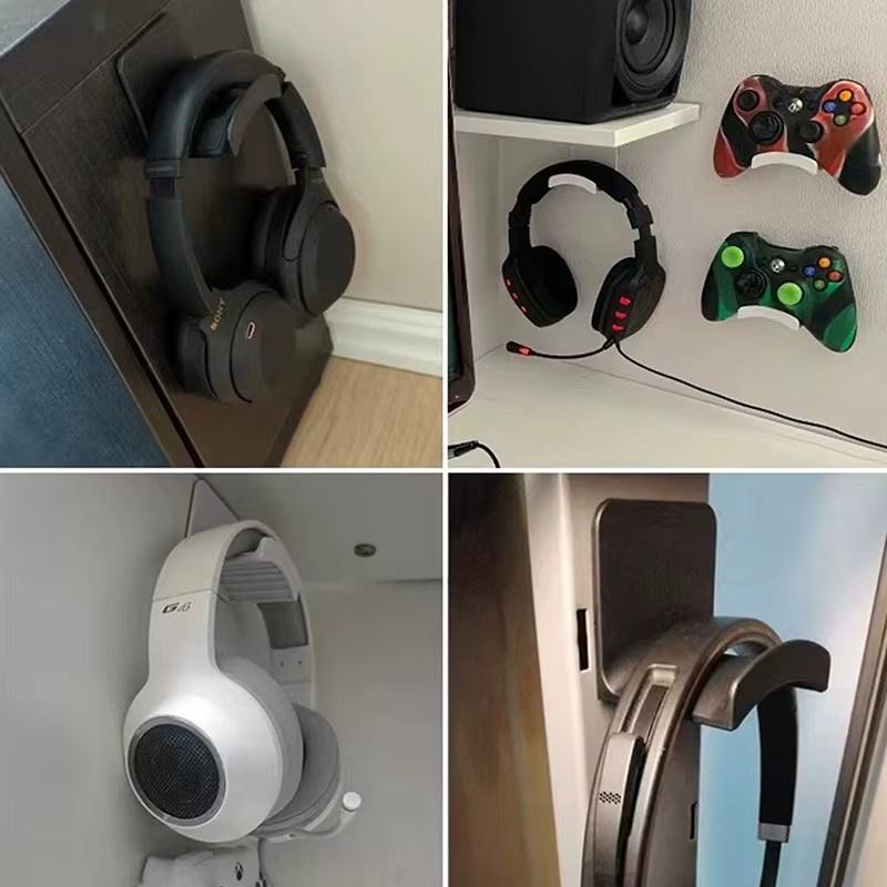 Universelle selbstklebende Kopfhörerhalterung für Wand, Schreibtisch oder PC in Schwarz - Bild 2