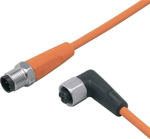 ifm electronic Verbindungsleitung EVT037 mit Stecker gerade und Buchse gewinkelt, Farbe: Orange, Länge: 2 m, Polzahl: 3 oder 5 - Bild 1