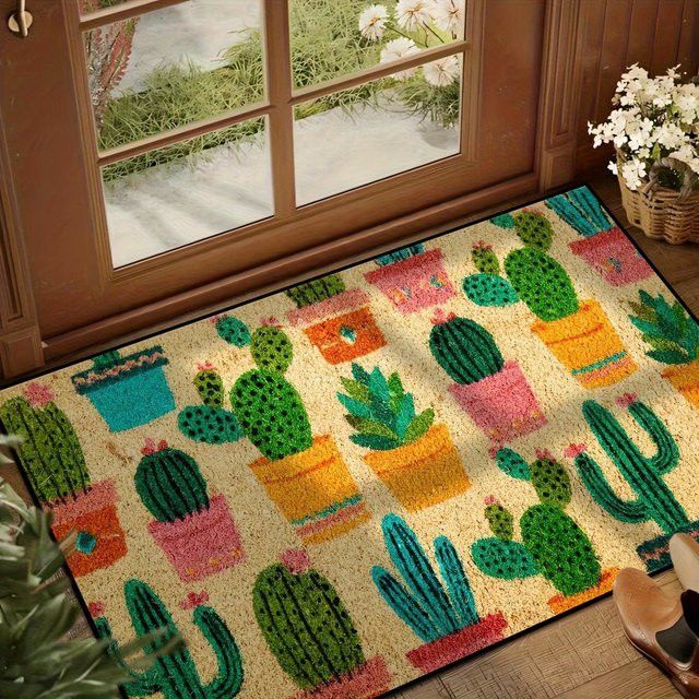 VIKAMA Bunter Kaktus-Teppich als waschbare Bodenmatte in Multicolor - Bild 1