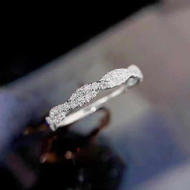 Huitan Ring, verdrehtes Band, Zirkonia, Damen, grau - Bild 1