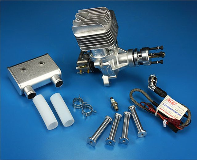 Real hawk DLE55RA 55CC Benzinmotor für RC-Flugzeugmodell, Einzylinder, zwei Auspuffrohre, luftgekühlt, Handstart nach dem Hub - Bild 1