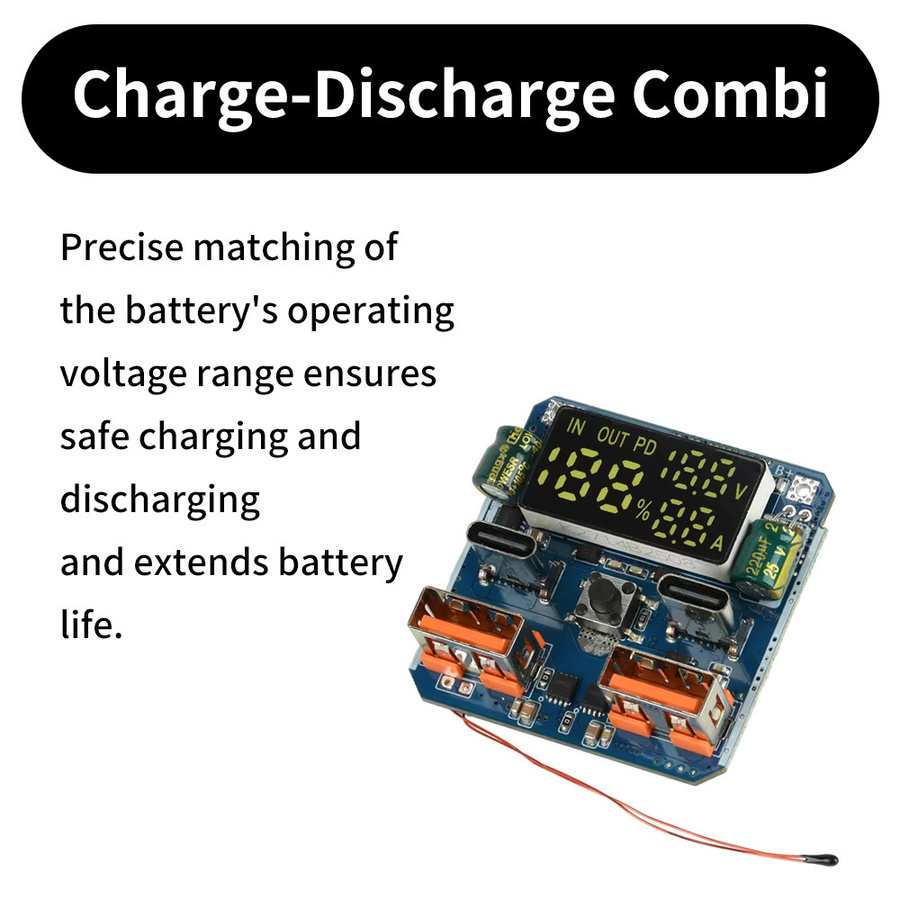 Hochleistungs Lithium-Batterie-Ladegerät 4S PD mit 100 W, Lade- und Entlademodul, 20 V, 5 A, Buck-Boost-Schaltung, Blau, kompatibel mit Power Ban - Bild 3