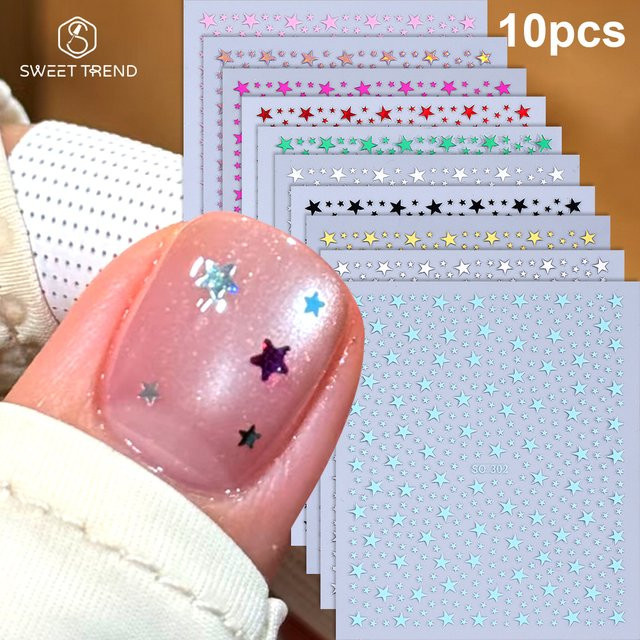SWEET TREND Stern-Nagelaufkleber, 10 Stück, Damen - Bild 1