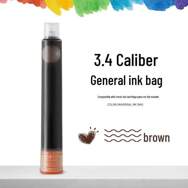 CreativeCorner Universelle Tintenpatronen für Füllfederhalter, 12 Farben inklusive Braun, 3,4 Kaliber, ideal für Schüler - Bild 1