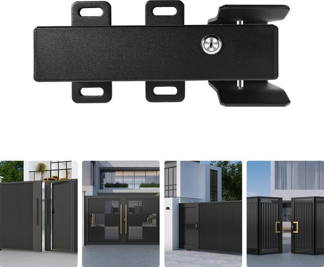 Elektrisches Torschloss DC24V aus Stahl in Schwarz, wetterfest nach IP44 mit automatischer Verriegelungsfunktion und Schlüsseln - Bild 1