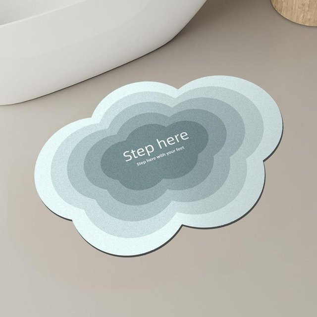 Rutschfeste Kieselgur Fußmatte Wolken-Serie von Yiran Furniture in Blau, B/T: 60 x 40 cm - Bild 1