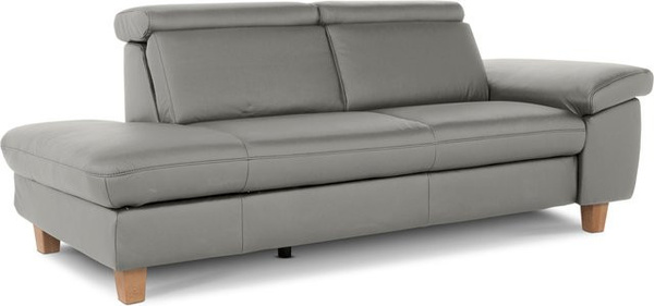 Recamiere vito TONGA in Grau mit Lederoptik und Eichenholz-Gestell, L-Form, rechtsseitig, B/T/H: 211 x 81 x 98 cm