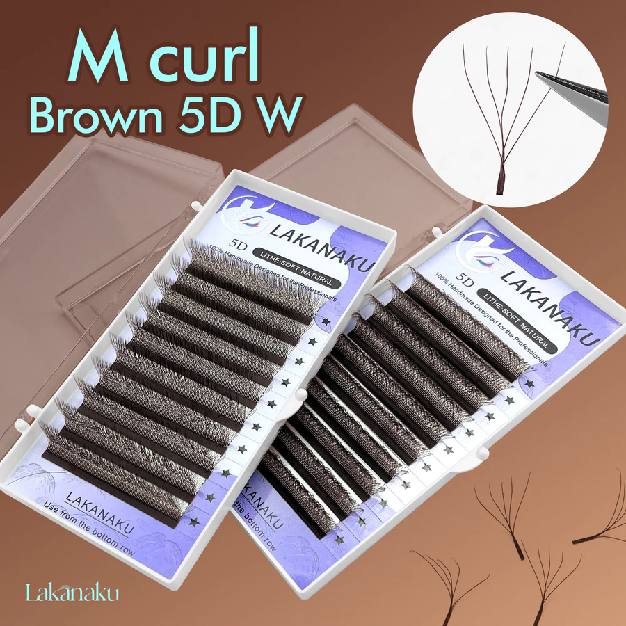 LAKANAKU Wimpernverlängerungen, Braune 5D Volumen-Fächerwimpern - Bild 1