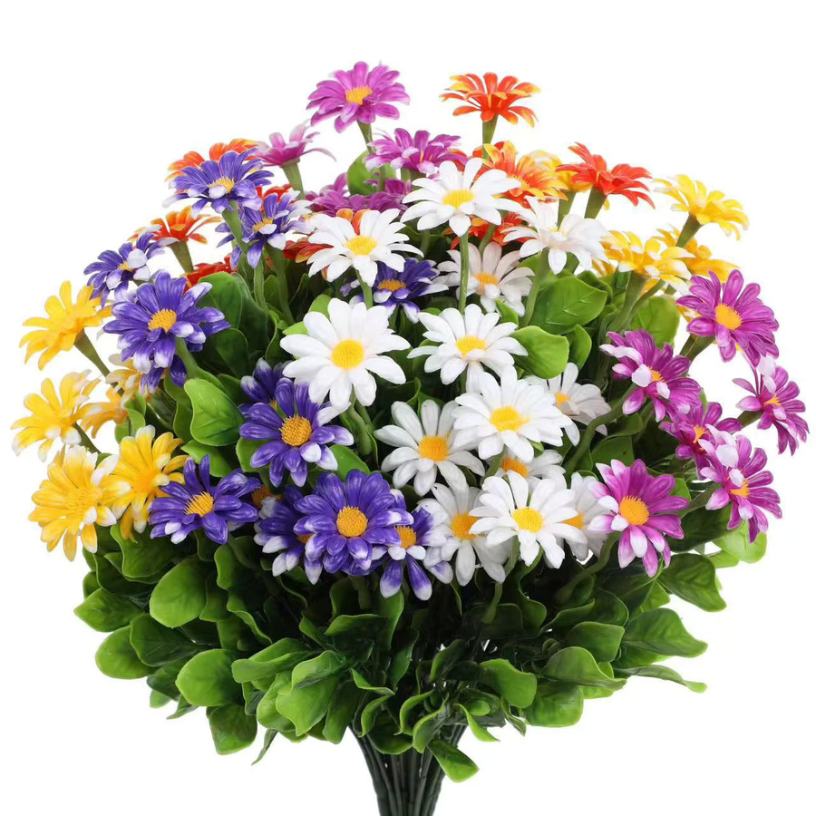 HUALIANQI Künstliche Gänseblümchen Dekofloral in Lila und Mehrfarbig für Hochzeit, Valentinstag und Garten-Dekoration - Bild 4
