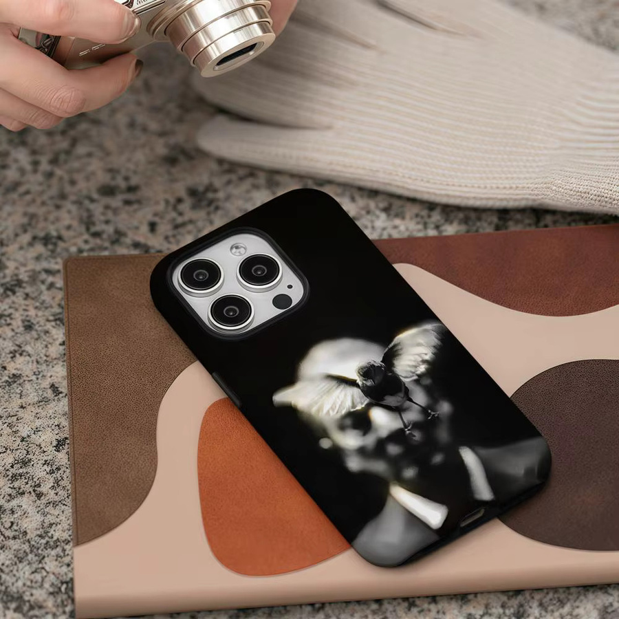 Band W-Wunderhorse Handyhülle für iPhone 17 16 15 14 13 12 Pro Max Plus in Schwarz oder Weiß mit glänzender HD-Doppelschicht-Flüssighartschale - Bild 6