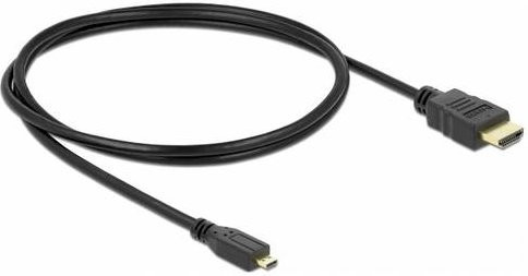 Delock HDMI Anschlusskabel HDMI-A auf HDMI-Micro-D in Schwarz, 1 m, 4K UHD mit vergoldeten Steckkontakten - Bild 1