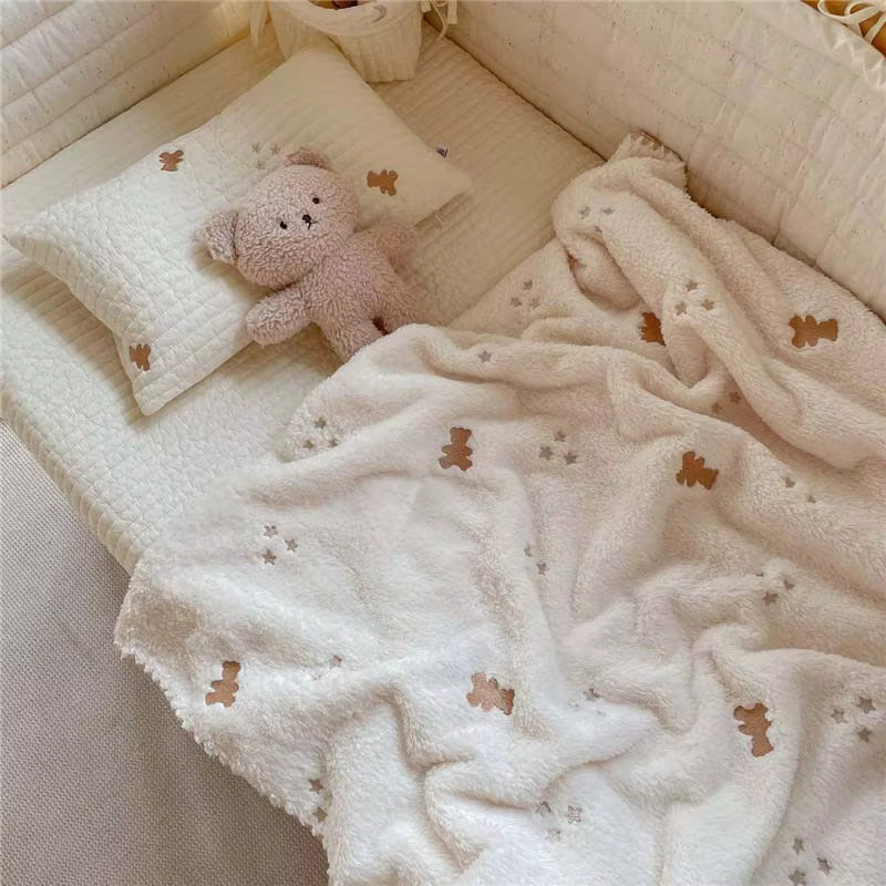 Spriboom Baby Decke aus Flanell und Fleece in Weiß, B/B/H: 130 x 90 cm - Bild 1