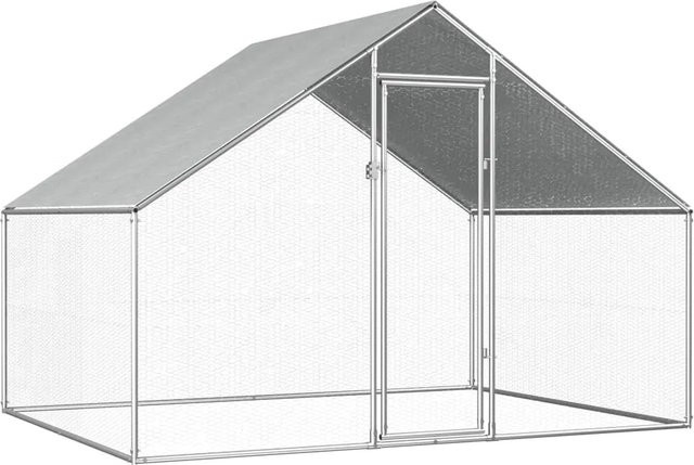 vidaXL Outdoor-Hühnerkäfig aus verzinktem Stahl in Silber und Grau, B/T/H: 2,75 x 2 x 1,92 m - Bild 1