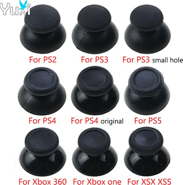 Yuxi 2er Set Analog-Joystick-Abdeckungen für PS5 PS4 PS3 PS2 und Xbox One Series X S 360 in Schwarz - Bild 1