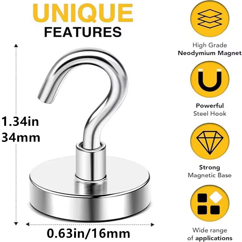 Mognot Magnetischer Metallhaken mit 16 mm Durchmesser und 25 Pfund Tragkraft in 8 Farben für Küche, Garage und Büro - Bild 3