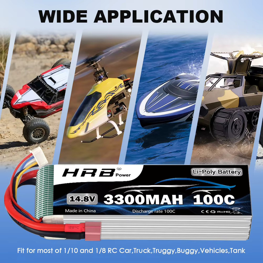 HRB 4S LiPo Akku 14,8 V 3300 mAh 100C mit XT60 Stecker für RC Auto, Lkw, Flugzeug und Drohnen - Bild 3